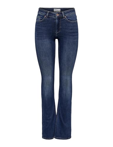 ONLY Damen Onlblush Mid flared Dnm Tai021 Noos Jeans, Dark Blue Denim, XL / 32L EU