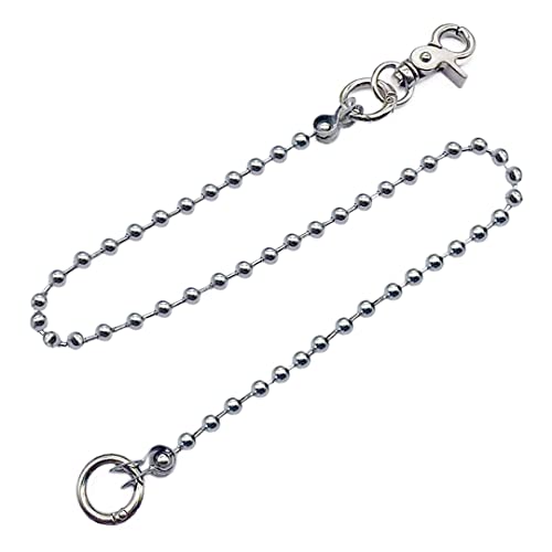 Perlen Hosenkette für Hosen Jeans Overalls Hip Hop Geldbörse Kette Gürtel Ketten Taillenkette Körperschmuck für Männer Frauen 1 Pack, silber,...