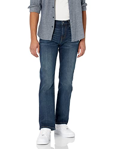 Amazon Essentials Herren Bootcut-Jeans mit gerader Passform, Dunkle Waschung, 36W / 32L