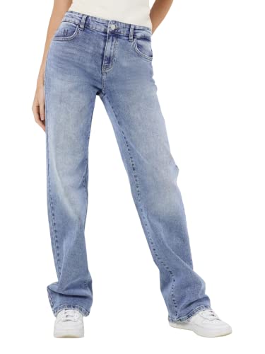 Noisy may Damen Wide Leg Jeans Normal Waist Straight Denim Stretch Hose Stoned Design NMYOLANDA