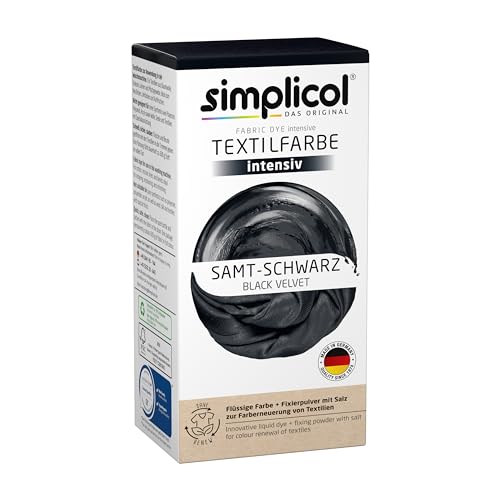 simplicol Textilfarbe intensiv, Samt Schwarz, All-in-1 Komplettpackung, 399 g