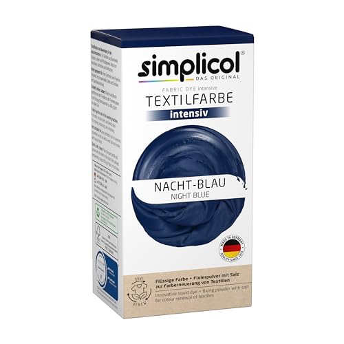 Simplicol Textilfarbe, flüssige Farbe, Pulver, 2-teiliges Set, Nacht - Blue