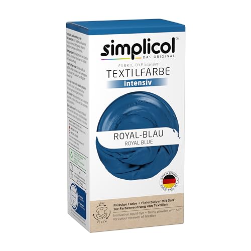 simplicol Textilfarbe intensiv (18 Farben) Royal-Blau 1809 Dunkelblau: Einfaches Färben in der Waschmaschine All-in-1 Komplettpackung 8007147