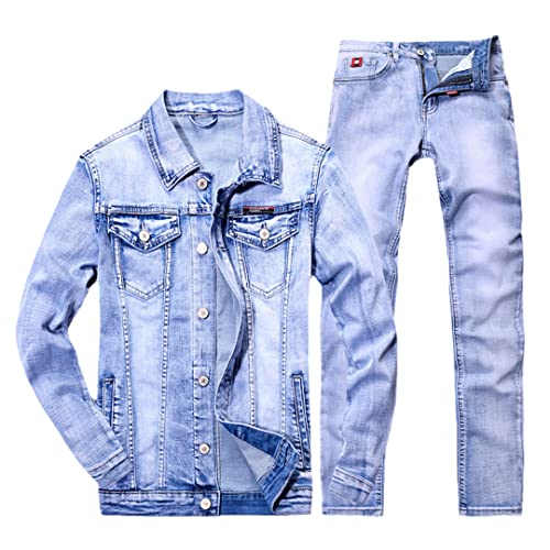 Herren Denim Anzug Slim Fit Loose Coat Herren Denim Jacke Jeans Zweiteiliges Set