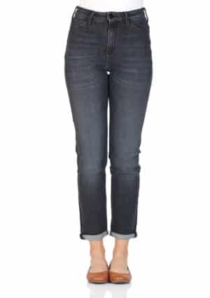 Lee Damen Jeans Mom - Straight Relaxed Fit - Schwarz - Black Raw