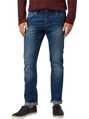 Tom Tailor Denim Herren Jeans Aedan - Slim Straight Fit - Blau - Mid Stone Wash