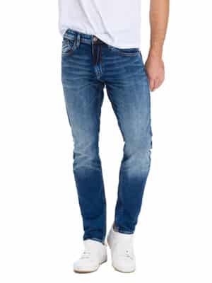 Cross Jeans Herren Jeans Jimi - Slim Tapered Fit - Blau - Dark Mid Blue