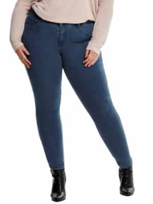 Carmakoma by Only Damen Jeans CARTHUNDER PUSH UP - Skinny Fit - Blau - Medium Blue - in großen Größen