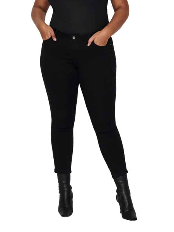 Carmakoma by Only Damen Jeans CARKARLA REG SK ANKLE ZIP - Skinny Fit - Schwarz - Black - Plus Size