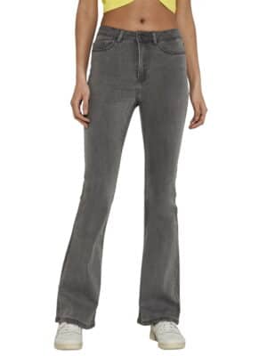 Noisy May Damen Jeans NMSALLIE HW FLARED JEANS VI216LG - Flare Fit - Grau - Light Grey Denim