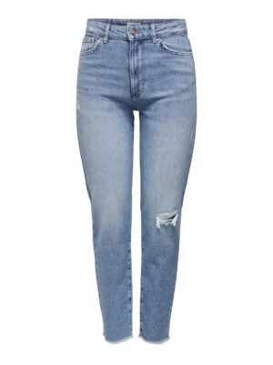 Only Damen Jeans ONLEMILY LIFE HW ST CR AK DT DOT308 - Straight Fit - Blau - Light Medium Blue Denim