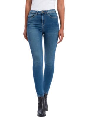 Cross Jeans Damen Jeans Judy - Super Skinny Fit - Blau - Dark Mid Blue