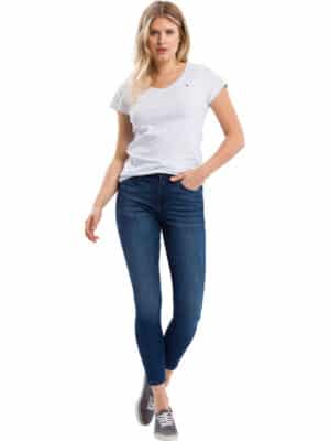 Cross Jeans Damen Jeans Judy - Super Skinny Fit - Blau - Dark Mid Blue Used