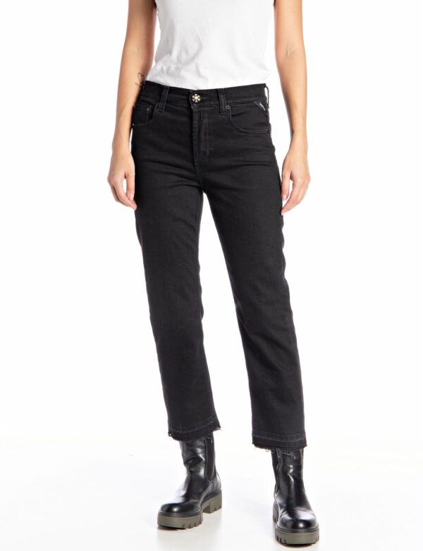 Replay Damen Jeans MAIJKE - Straight Fit - Schwarz - Black