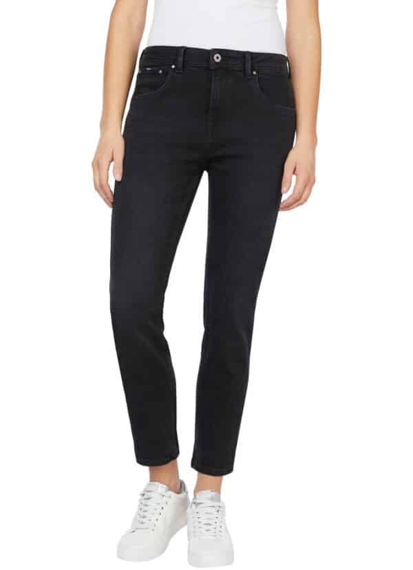 Pepe Jeans Damen Jeans VIOLET - Relaxed Fit Tapered Leg - Schwarz - Black Stone Wash