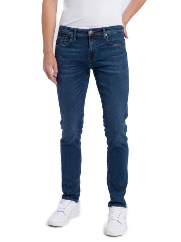 Cross Jeans Herren Jeans Jimi - Slim Tapered Fit - Blau - Mid Blue Used