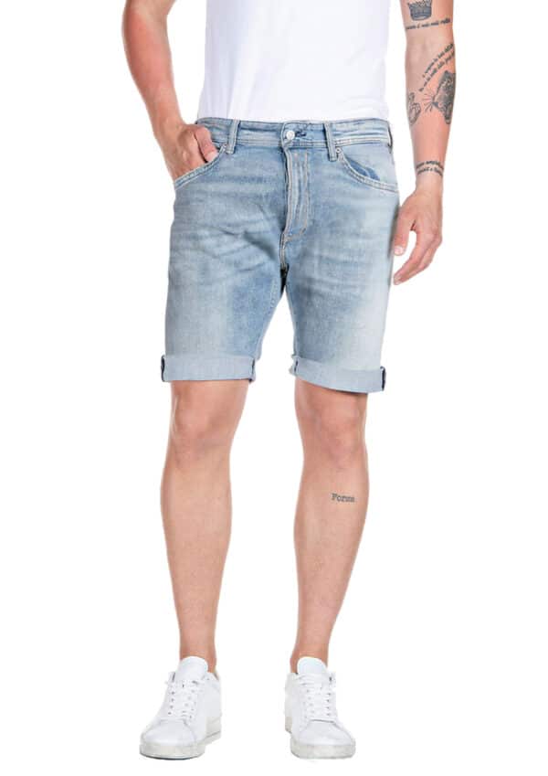 Replay Herren Short RBJ901 - Regular Fit - Blau - Light Blue Denim