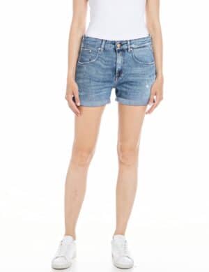 Replay Damen Short ANYTA - Regular Fit - Blau - Medium Blue Denim