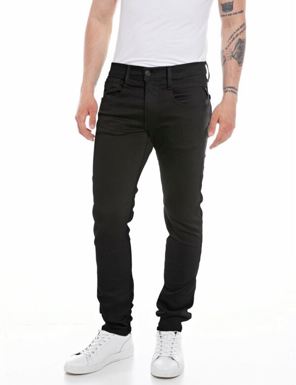 Replay Herren Hyperflex Jeans ANBASS - Slim Fit - Schwarz - Black Denim